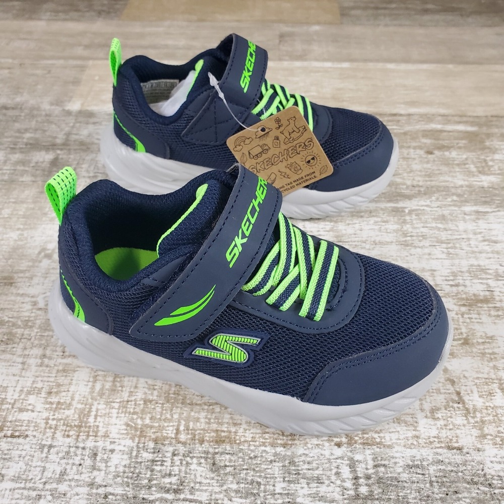Skechers Nitro Sprint Kids Shoes Sz 9 Running Navy Blue Gray Logo Mesh Sneakers